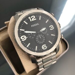 Fossil Mens Nate Chronograph Stainless Steel Watch